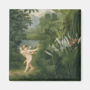 Aimant Aménagez en parc avec le cupidon visant une flèc