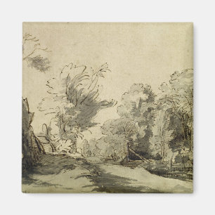 Aimant Aménagez en parc avec un chemin, arbre presque