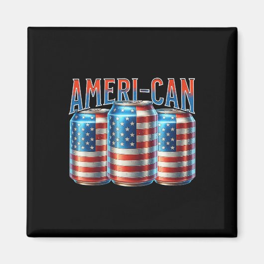 Aimant Ameri-can Funny Beer Can Flag Patriotic 4th Of Jul (Devant)