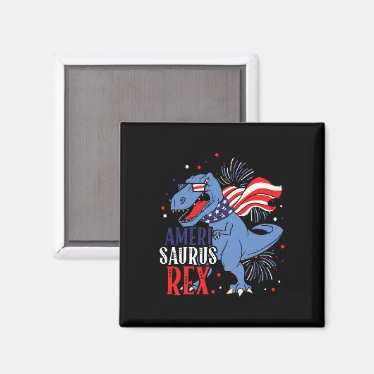 Aimant Ameri Saurus Rex 4 juillet Dinosaure Indépendance (Recto/Verso)