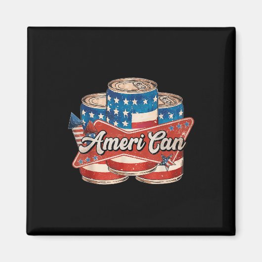 Aimant Américain Ameri Can 4 juillet Rétro Usa Bière Patr (Devant)
