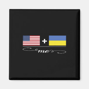 Aimant Américain + Ukrainien = Moi Drapeaux États-Unis et