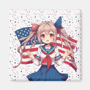 Aimant Américaine patriotique fille d'anime