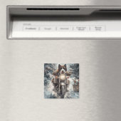 Aimant American Akita Dog équitation moto Noël (In Situ (Lave-vaisselle))