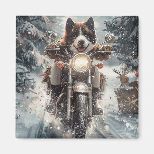 Aimant American Akita Dog équitation moto Noël