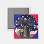 Aimant American Bald Eagle, Bell et drapeau (Recto/Verso)