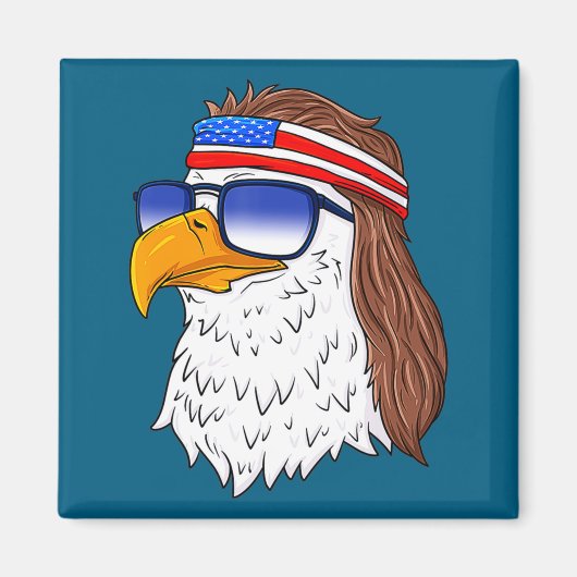 Aimant American Bald Eagle Mullet 4th Of July Funny Usa  (Devant)