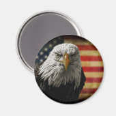 Aimant American Bald Eagle on Grunge Flag (Recto/Verso)