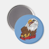 Aimant American Bald Eagle Ribbon Classic Bird Tattoo (Recto/Verso)