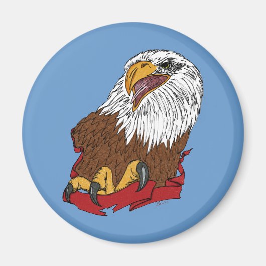 Aimant American Bald Eagle Ribbon Classic Bird Tattoo (Devant)