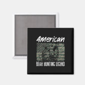 Aimant American Bear Hunter Legend Usa Drapeau Black Bear (Recto/Verso)