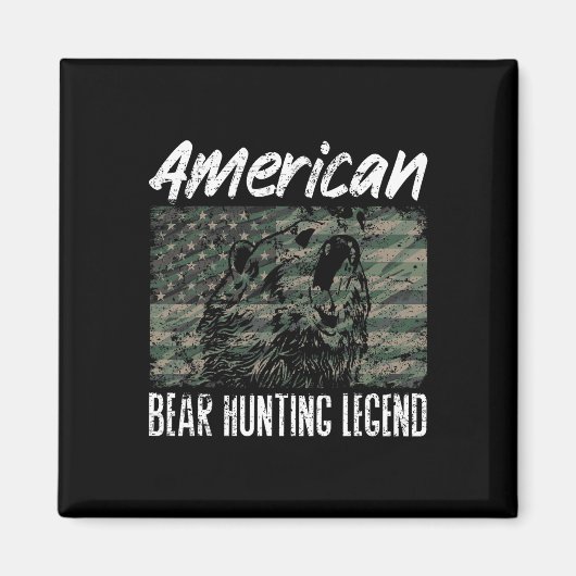 Aimant American Bear Hunter Legend Usa Drapeau Black Bear (Devant)