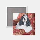 Aimant American Cocker Spaniel sur Chaise Rouge (Recto/Verso)