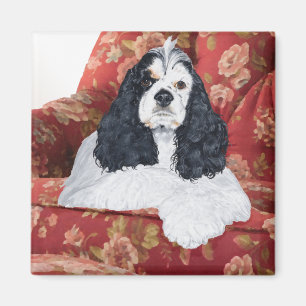Aimant American Cocker Spaniel sur Chaise Rouge