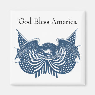 Aimant American Eagle Guarding USA Patriotic Flag Banner