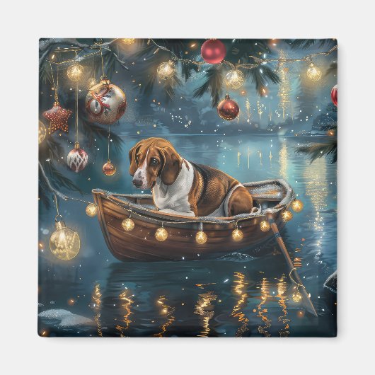 Aimant American English Foxhound Christmas Festive Voyage (Devant)