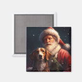 Aimant American English Foxhound Santa Claus Noël (Recto/Verso)