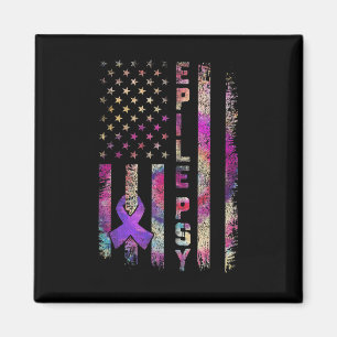 Aimant American Flag Epilepsie Awareness Support Tie Dye