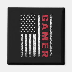 Aimant American Flag Funny Gamer Jeux Vidéos Cadeaux Garç