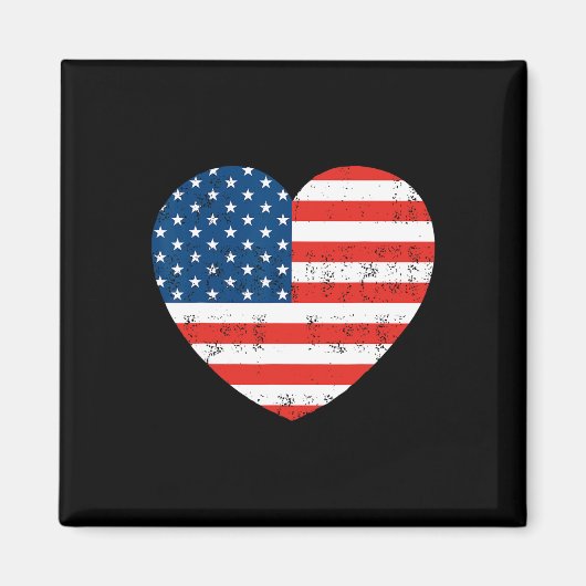 Aimant American Flag Heart 4 juillet USA Patriotic (Devant)