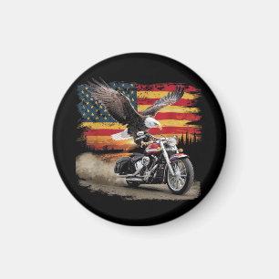 Aimant American Flag Mocycle Tshirt USA Flag Bike Ret