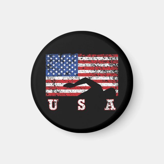 Aimant American Flag Swimming USA Cadeau Swim Team Premiu (Devant)
