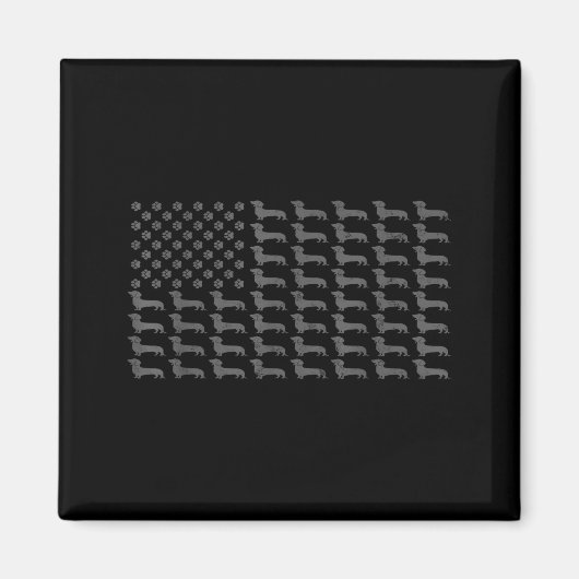 Aimant American Flag Vintage Patriotic Dachshund Dad Wein (Devant)