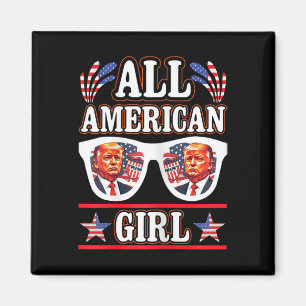 Aimant American Girl Retro Love Heart Trump Usa American
