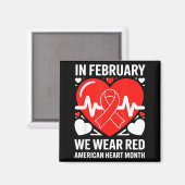 Aimant American Heart Disease Awareness Month Ribbon Red  (Recto/Verso)