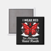 Aimant American Heart Disease Awareness Month Ribbon Red  (Recto/Verso)