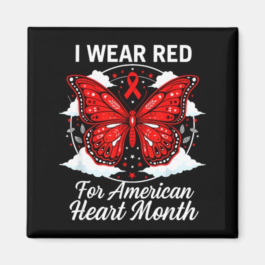 Aimant American Heart Disease Awareness Month Ribbon Red  (Devant)