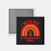 Aimant American Heart Disease Awareness Month Ribbon Red  (Recto/Verso)