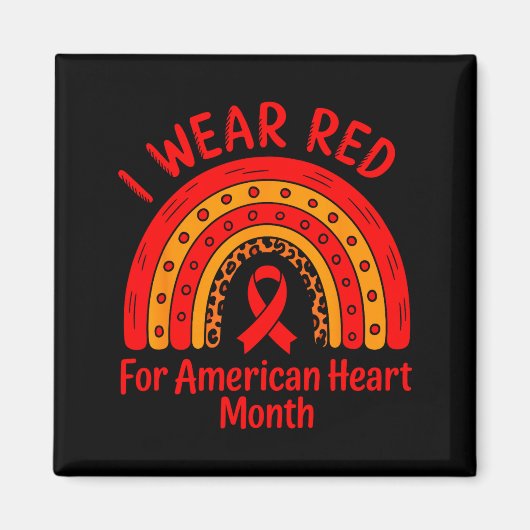 Aimant American Heart Disease Awareness Month Ribbon Red  (Devant)
