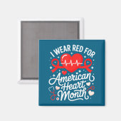 Aimant American Heart Disease Awareness Month Ribbon Red  (Recto/Verso)