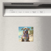 Aimant American Staffordshire sur la plage, cadeau d'été (In Situ (Lave-vaisselle))