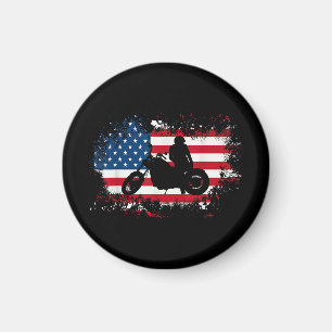 Aimant American US Flag Motorcycle Funny Sport Lover
