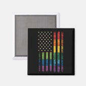 Aimant American USA Flag Rainbow Pride gay lesbienne LGBT (Recto/Verso)