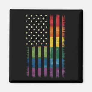Aimant American USA Flag Rainbow Pride gay lesbienne LGBT