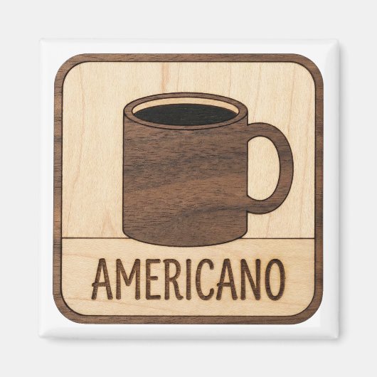 Aimant Americano Coffee Wooden Sign (Devant)