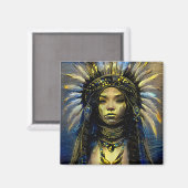 Aimant Amérindien - Plumes d'or (Recto/Verso)