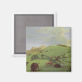 Aimant Amérindiens d'époque, La Chasse aux bisons par Cat (Recto/Verso)