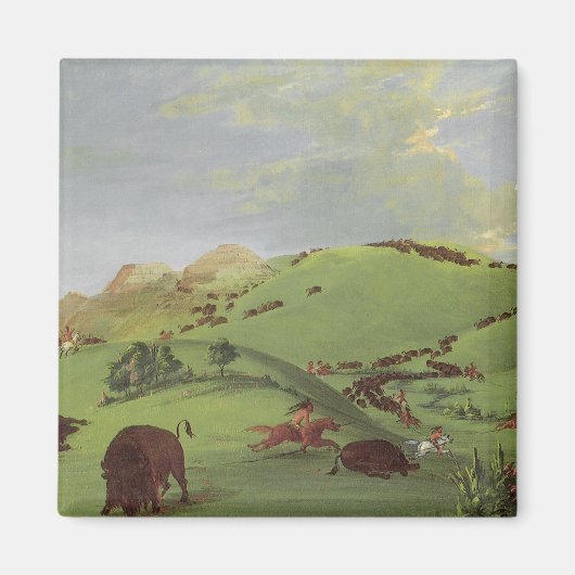 Aimant Amérindiens d'époque, La Chasse aux bisons par Cat (Devant)