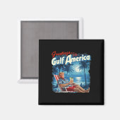 Aimant Amérique du Golfe Trump 2024 Retro Beach Usa Ameri (Recto/Verso)
