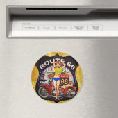 Aimant Amérique route 66 moto Avec une texture or (In Situ (Lave-vaisselle))