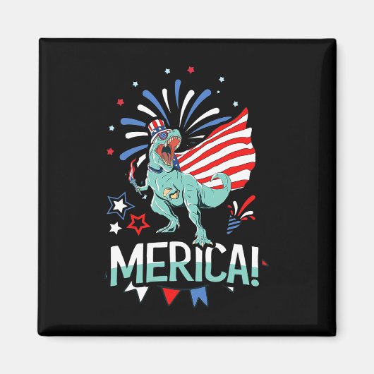 Aimant Amerisaurus Rex Jour de l'indépendance du drapeau (Devant)