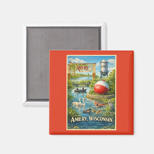 Aimant Amery, Wisconsin Ville des Lacs Tumbler Souvenir