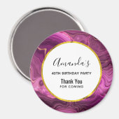 Aimant Améthyste Violet Et Or Agate Anniversaire Merci Ma (Recto/Verso)