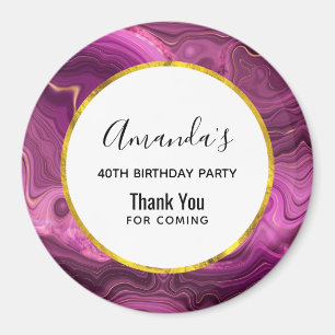 Aimant Améthyste Violet Et Or Agate Anniversaire Merci Ma