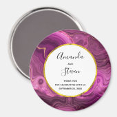 Aimant Améthyste Violet Et Or Agate Mariage Merci (Recto/Verso)