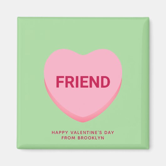 Aimant Ami conversation rose verte coeur Valentine's (Devant)